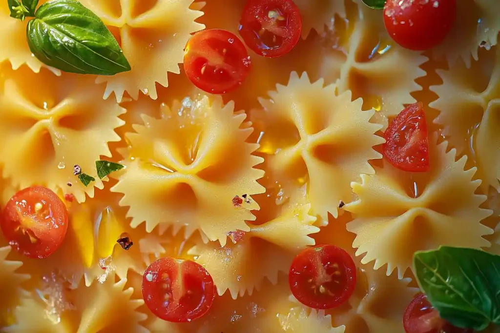 Farfalle pasta with fresh Italian ingredients