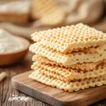 What are wafers made of? Traditional wafer cookies with flour, sugar, and butter displayed.