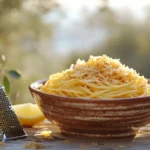 Spaghetti alla bottarga with grated fish roe and olive oil.