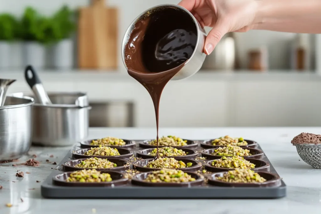 Step-by-step process of making homemade Dubai chocolate.