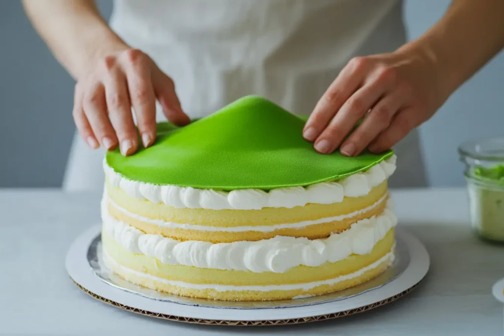 Making a Swedish Princess Cake step by step.