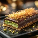 Dubai chocolate bar with green pistachio filling